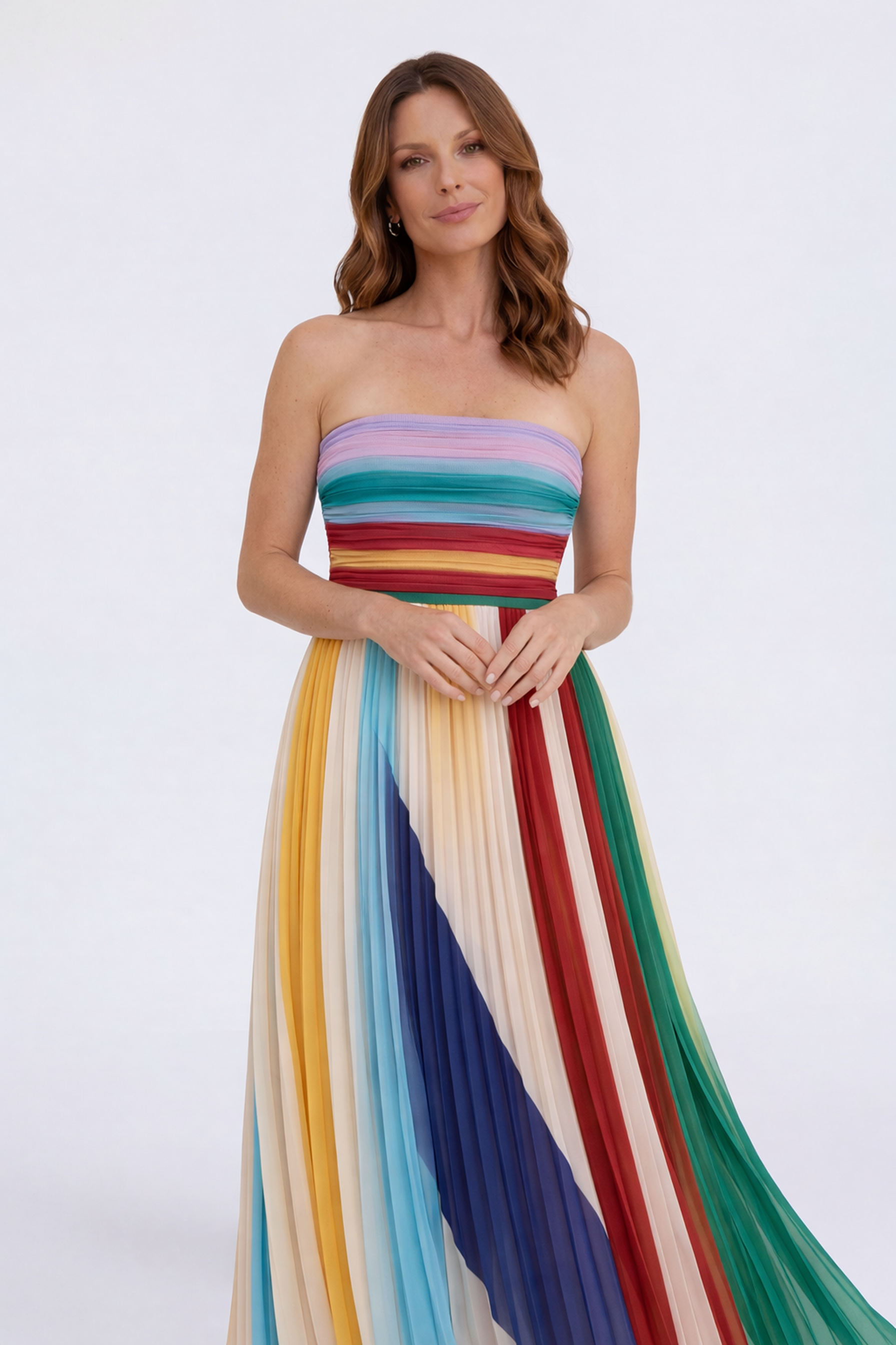 Vestido de Invitada Riviera de Verano con Rayas de Colores