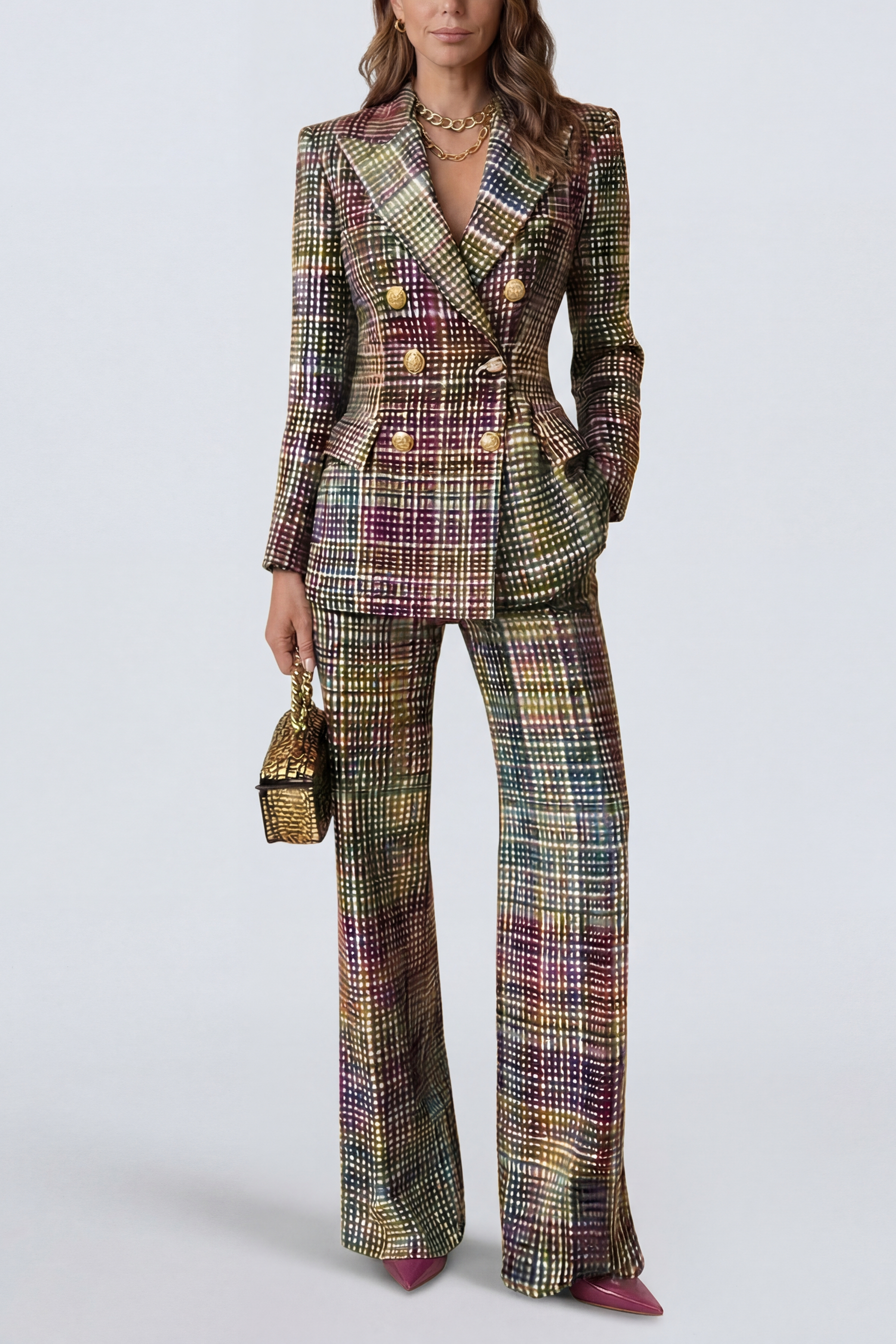 Traje de Cuadros con Blazer Cruzada | The Milano