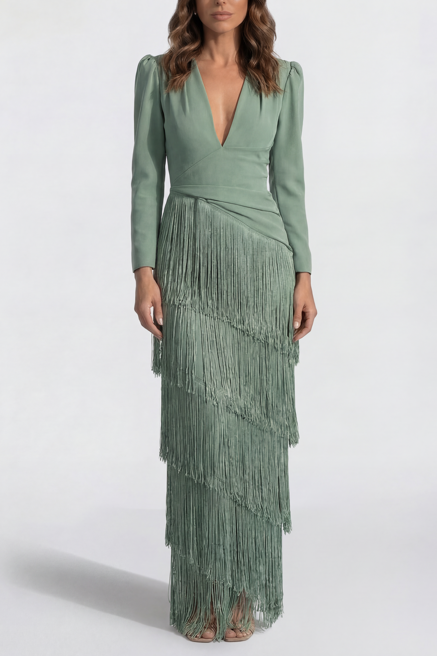 The Venezia | Vestido Largo de Flecos con Escote en V